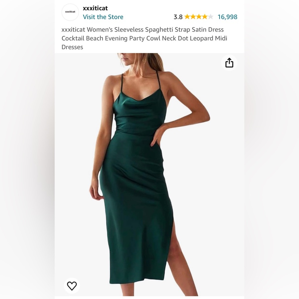 Women's Green Sleeveless Spaghetti Strap Satin Dress with Cowl Neck Size XS - Picture 11 of 11
